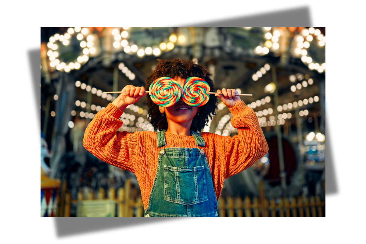 Kids having fun on a carnival Carousel